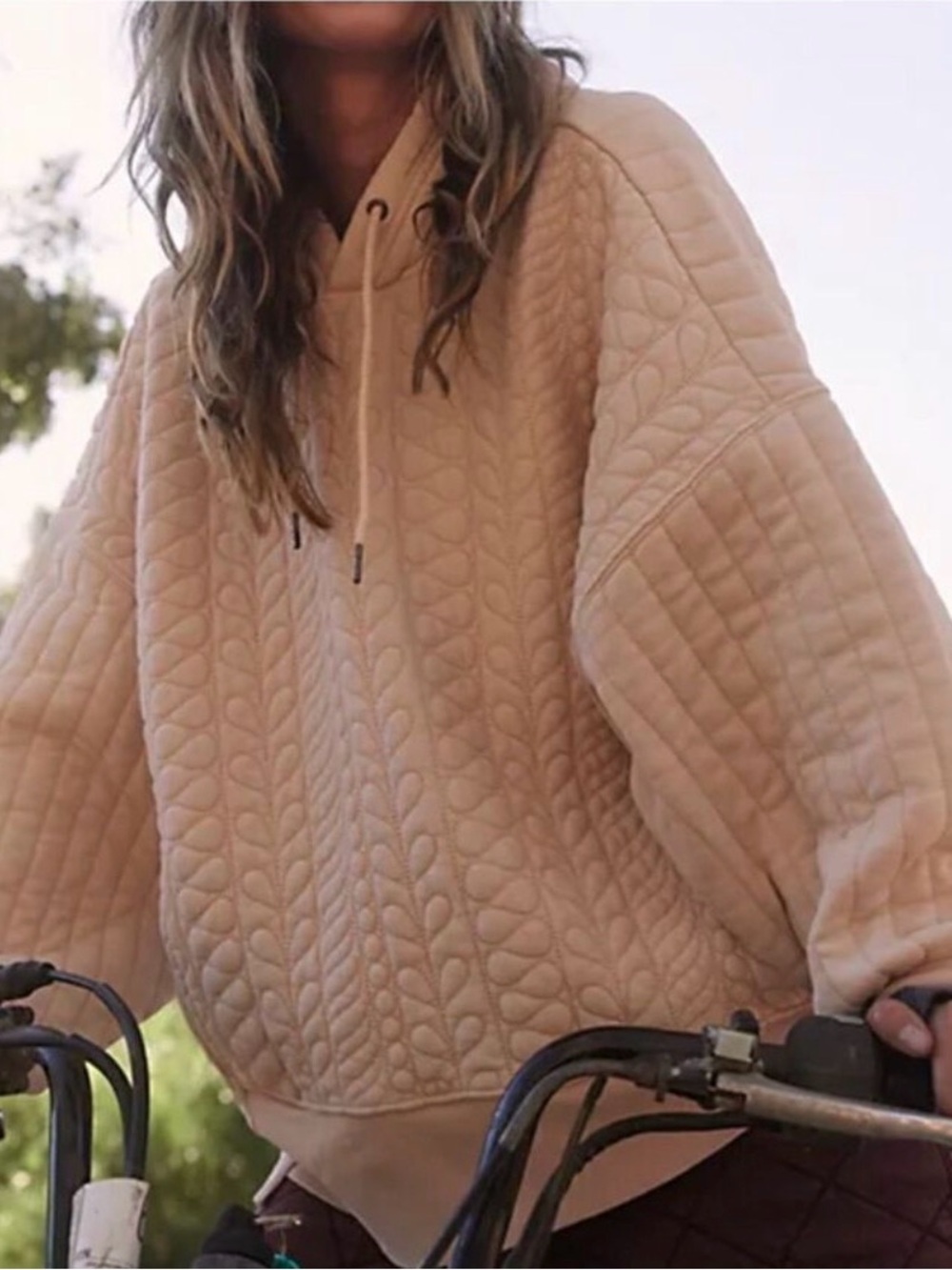 FP Movement Sprint to the Finish Peach/ Pink Quilted Hoodie XS- Large